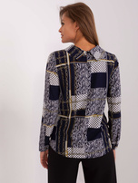 Hurt Granatowa koszula z nadrukiem i kołnierzem