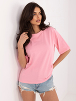 Jasnoróżowy bawełniany t-shirt oversize RUE PARIS 