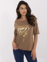 Jasnobrązowa damska bluzka z bawełny