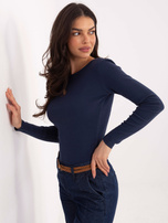 Granatowy damski longsleeve z bawełny 