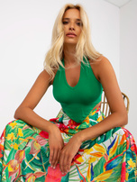 Hurt Zielony prążkowany top bez pleców RUE PARIS