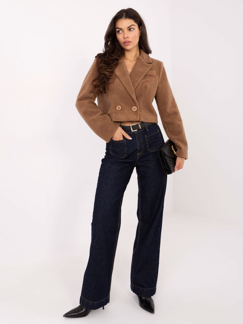 Camelowy krótki płaszcz o kroju marynarki RUE PARIS