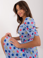 Hurt Jasnoniebieska sukienka przed kolano w kwiatowy wzór