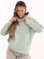 Pistacjowa dresowa bluza w serduszka