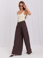 Chocolate wide polka dot pants.