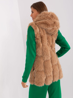 Hurt Camelowa futrzana kamizelka z podszewką 