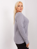 Hurtownia Szary damski sweter plus size z wiskozą
