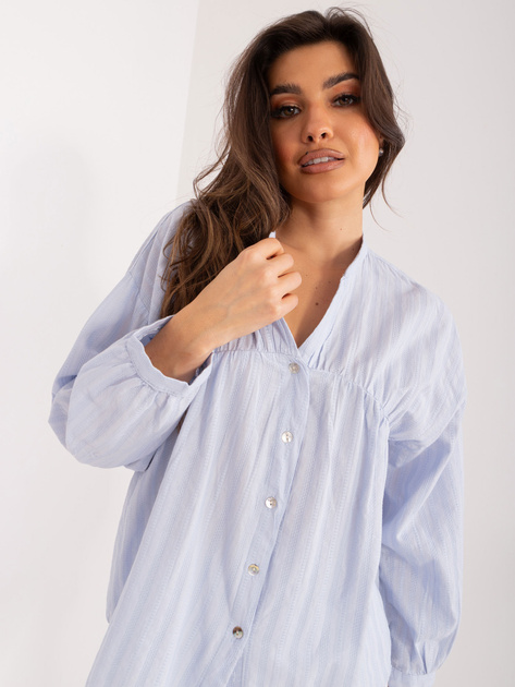 Hurt Jasnoniebieska damska koszula oversize ze stójką
