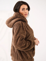 Ciemnobeżowa bluza kangurka z kapturem