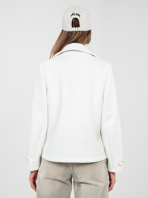 Ecru przejściowy płaszcz z kieszeniami