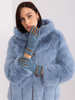 Hurt Brudnoniebieskie rękawiczki z plecionymi paskami