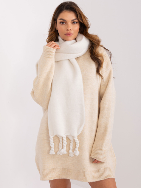 Hurtownia online Ecru długi szal z frędzlami