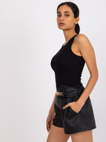 Czarny prążkowany top na ramiączkach Eston RUE PARIS 