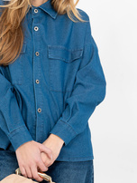 Niebieska jeansowa koszula z dłuższym tyłem