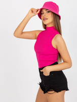Hurtownia Różowy prążkowany top basic z półgolfem RUE PARIS  