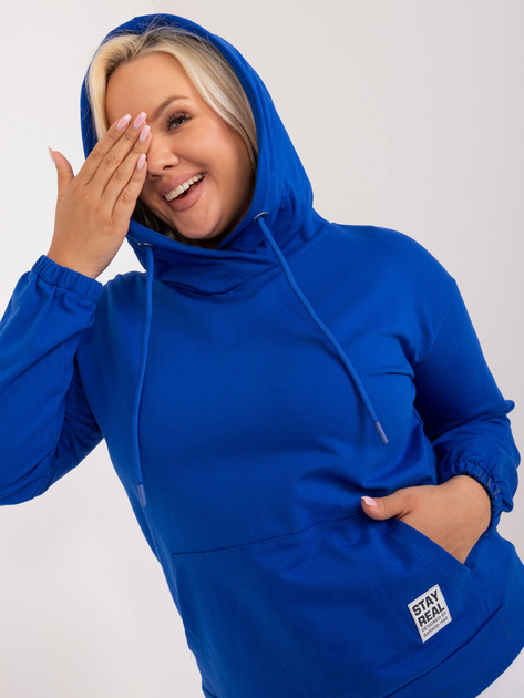 Hurt Kobaltowa bawełniana bluza plus size z kapturem