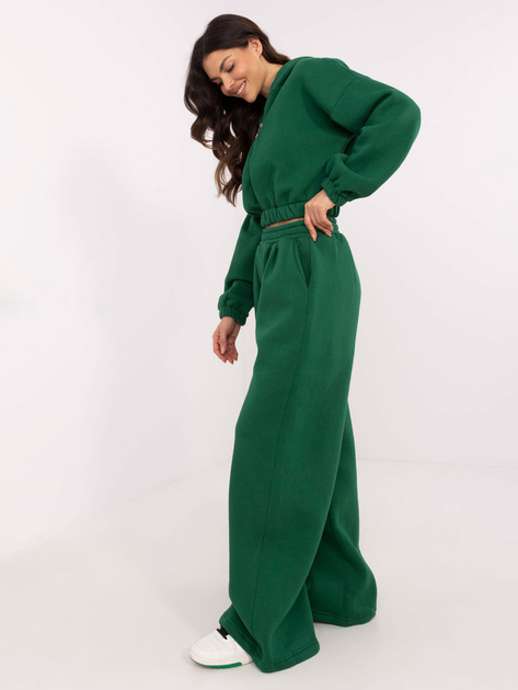 Hurt Ciemnozielony dresowy komplet basic z szerokimi spodniami