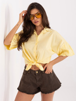 Jasnożółta bawełniana koszula z szerokim rękawem