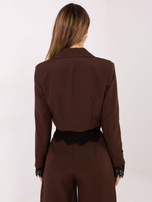 Brązowa krótka marynarka z koronką