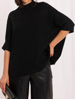 Czarny damski sweter oversize z półgolfem 