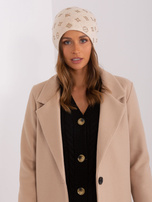 Hurt Jasnobeżowa czapka zimowa z dżetami