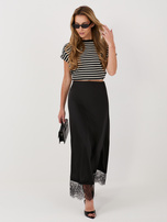 Czarna spódnica z koronkowym wykończeniem RUE PARIS 
