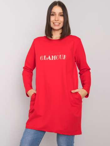 Czerwona tunika plus size z kieszeniami Alexiah