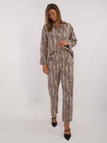 Hurt Beżowo-czarny komplet casualowy we wzory