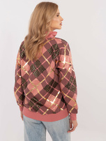 Hurt Brudnoróżowa bluza z printem i ściągaczami