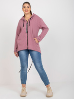Hurt light pink zip-up sweatshirt plus size with a ribbed hem.