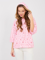 Różowa luźna bluza w róże