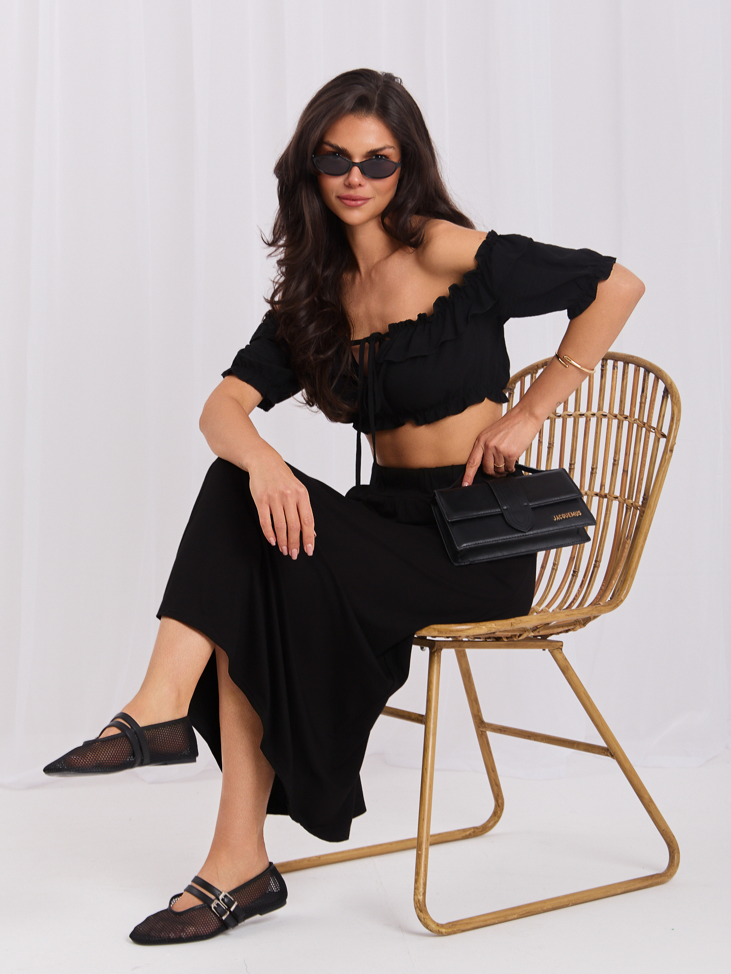 Czarna midi spódnica basic z kieszeniami RUE PARIS