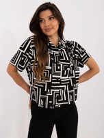 Hurtownia Czarna bluzka koszulowa w geometryczny wzór