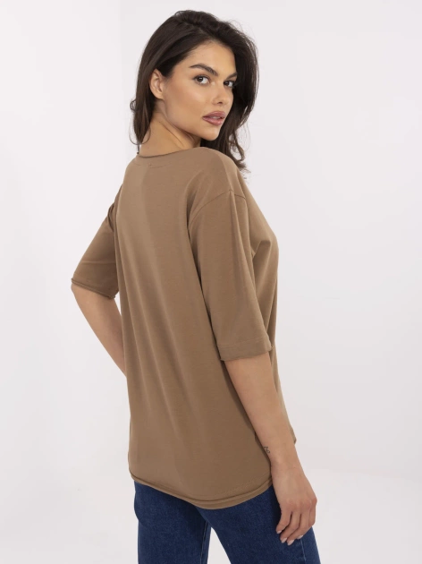 Jasnobrązowa damska bluzka z bawełny