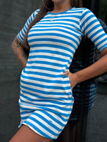 Hurtownia Biało-niebieska sukienka na co dzień z krótkim rękawem MAYFLIES