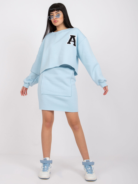 Jasnoniebieski dresowy komplet ze spódnicą Brixen