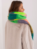 Hurtownia Zielono-żółty zimowy szal w kratę