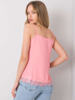 Jasnoróżowy top damski z koronką Leyla