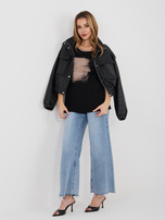 Czarna casualowa bluzka z cekinami