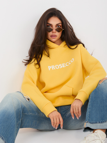 Żółta bluza oversize z napisem prosecco RUE PARIS