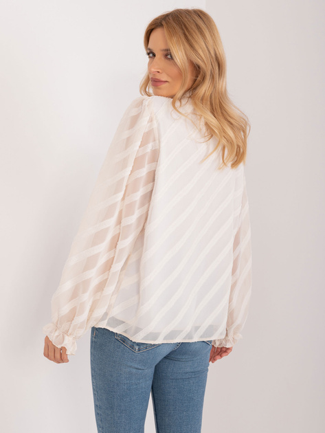 Hurt Jasnobeżowa klasyczna koszula z ozdobnym zapięciem