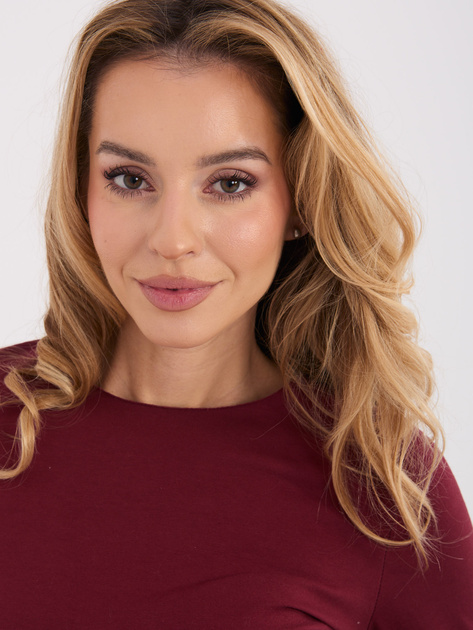 Bordowa damska bluzka basic z bawełny