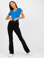 Hurtownia Ciemnoniebieski damski t-shirt basic z bawełny 