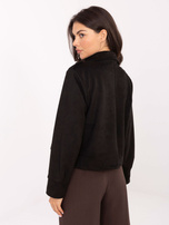 Czarny krótki płaszcz z zamszu RUE PARIS 