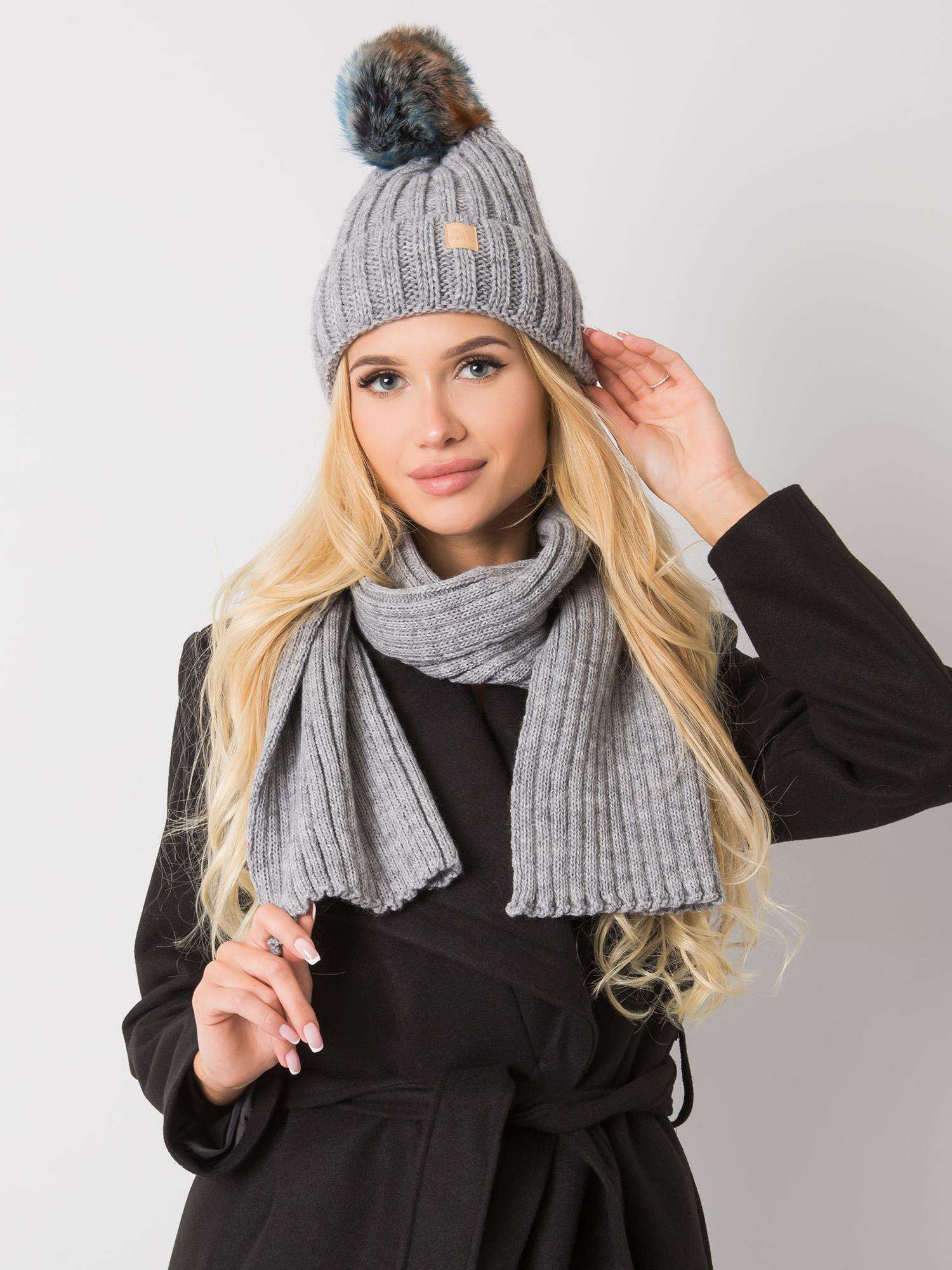Grau Winterset mit Mütze und Schal Rubby RUE PARIS.