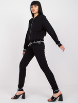 Czarny komplet casualowy ze spodniami 