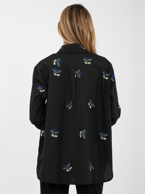 Czarna bawełniana koszula z haftem