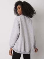 Gray quilted sweatshirt.