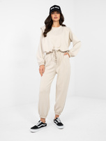 Jasnobeżowy komplet ze ściągaczem na bluzie RUE PARIS 