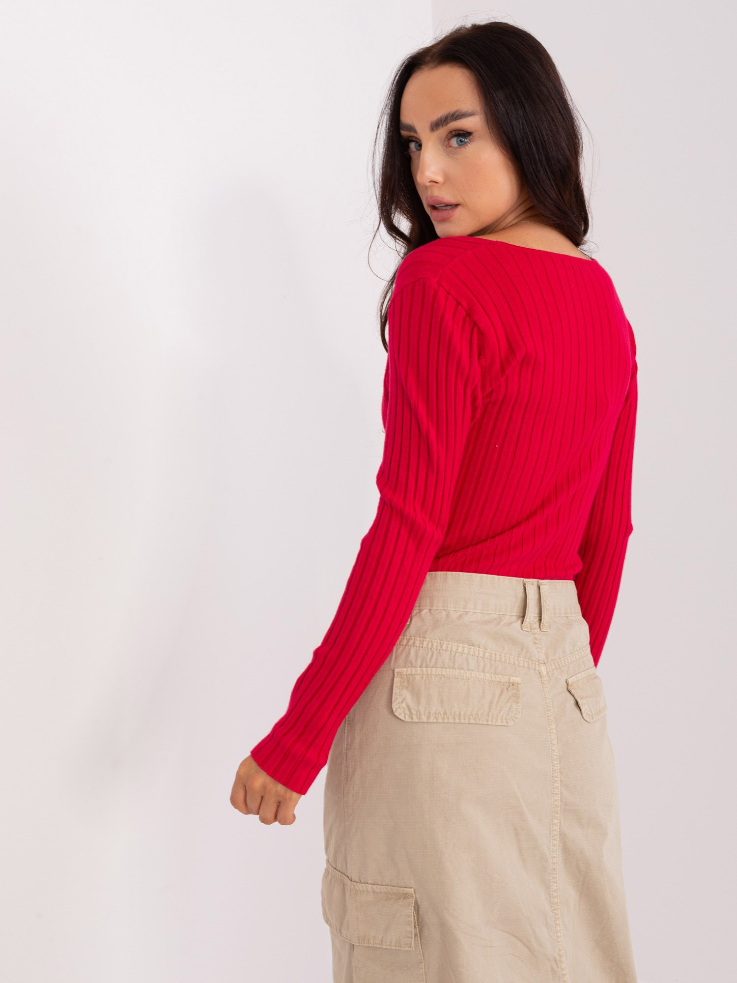 "Hurt roter klassischer gestreifter Pullover"